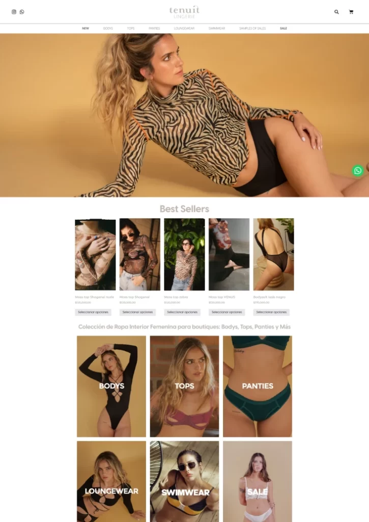 Sitio web e-commerce WordPress para Tenuit Lingerie