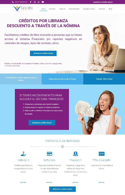 Sitio web corporativo WordPress para Golden Solutions