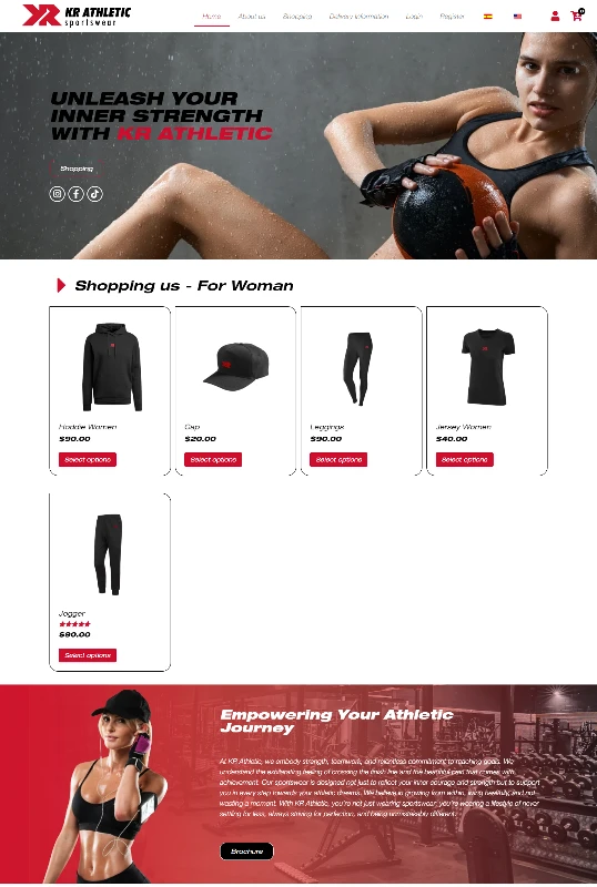 Tienda online WordPress WooCommerce para KR Athletic