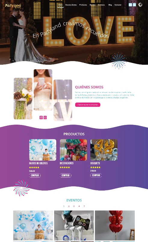 Sitio web e-commerce WordPress para Partyland by Mary